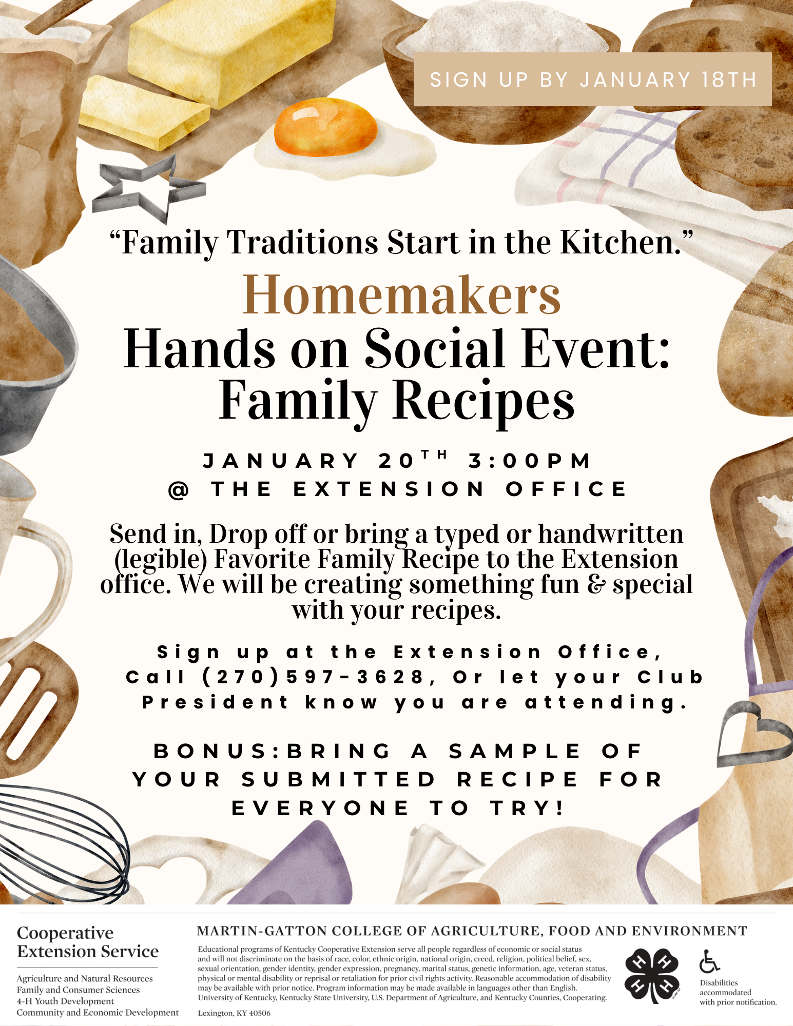 Family Recipes Social Event